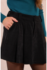 Molly Bracken Molly Bracken - Pleated Corduroy Mini Skirt (Black)