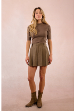 Molly Bracken Molly Bracken - Pleated Corduroy Mini Skirt (Khaki)