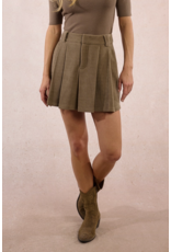 Molly Bracken Molly Bracken - Pleated Corduroy Mini Skirt (Khaki)