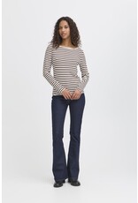 ICHI ICHI  - Cella Long Sleeve Striped Shirt (Coffee Bean)