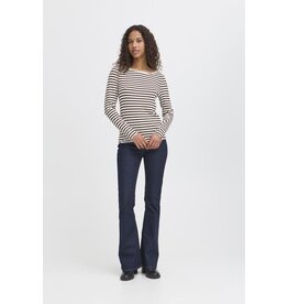 ICHI ICHI  - Cella Long Sleeve Striped Shirt (Coffee Bean)