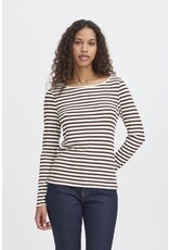 ICHI ICHI  - Cella Long Sleeve Striped Shirt (Coffee Bean)