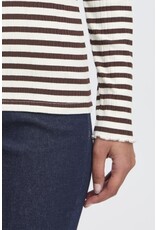 ICHI ICHI  - Cella Long Sleeve Striped Shirt (Coffee Bean)