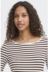 ICHI ICHI  - Cella Long Sleeve Striped Shirt (Coffee Bean)