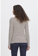 ICHI ICHI  - Cella Long Sleeve Striped Shirt (Coffee Bean)