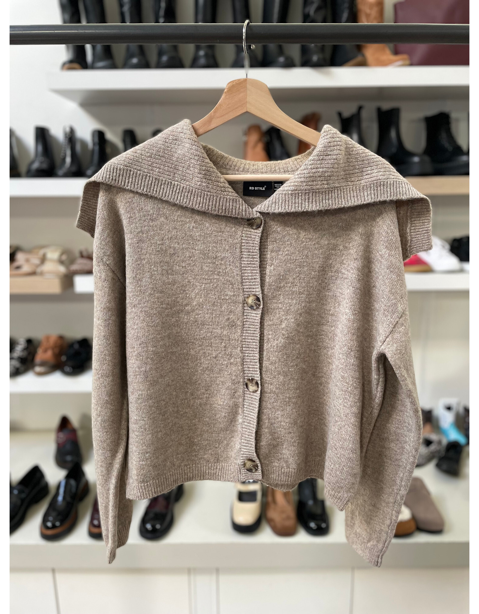 RD Style RD Style - Echo Sailor Neck Cardigan Almond)