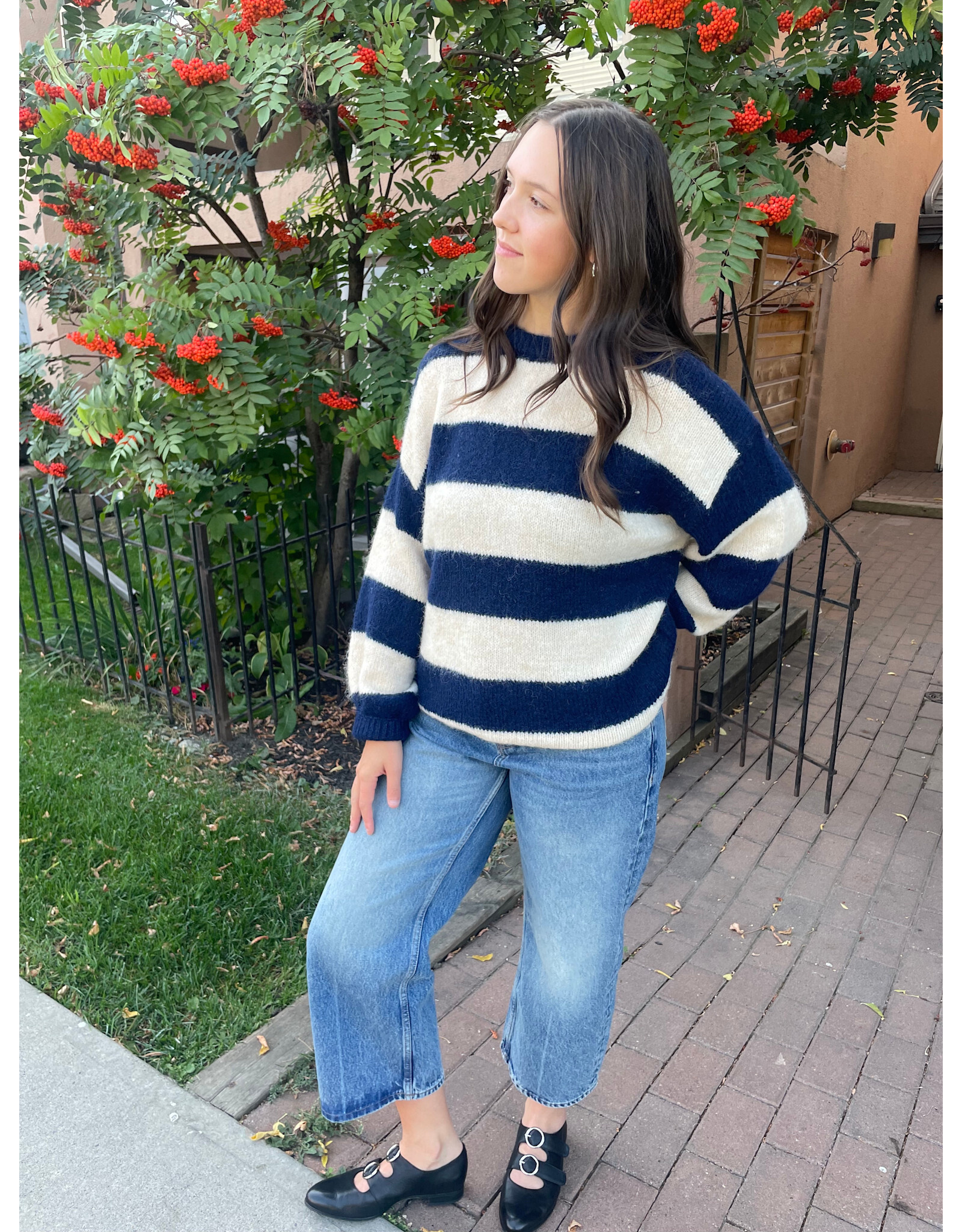 ICHI ICHI - Dayana Striped Pullover (Patriot Blue)