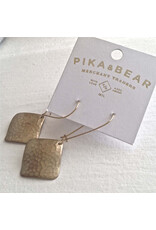 Pika & Bear Pika & Bear - "Pangolin" Hammered Brass Diamond Kidney Wire Earrings