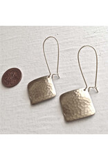 Pika & Bear Pika & Bear - "Pangolin" Hammered Brass Diamond Kidney Wire Earrings