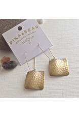 Pika & Bear Pika & Bear - "Pangolin" Hammered Brass Diamond Kidney Wire Earrings