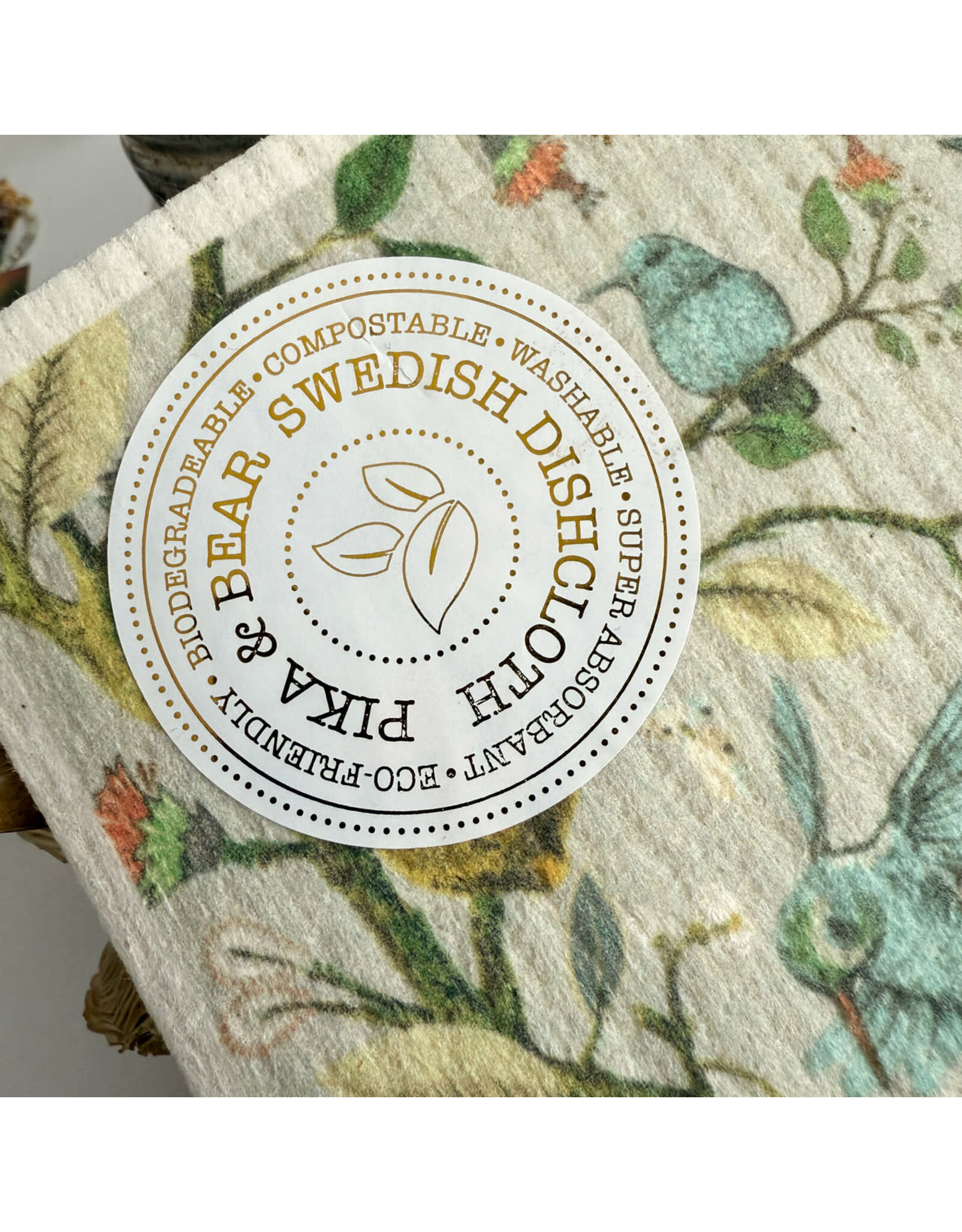 Pika & Bear Pika & Bear - "Jacobean" Hummingbird & Flower Design Swedish Dishcloth