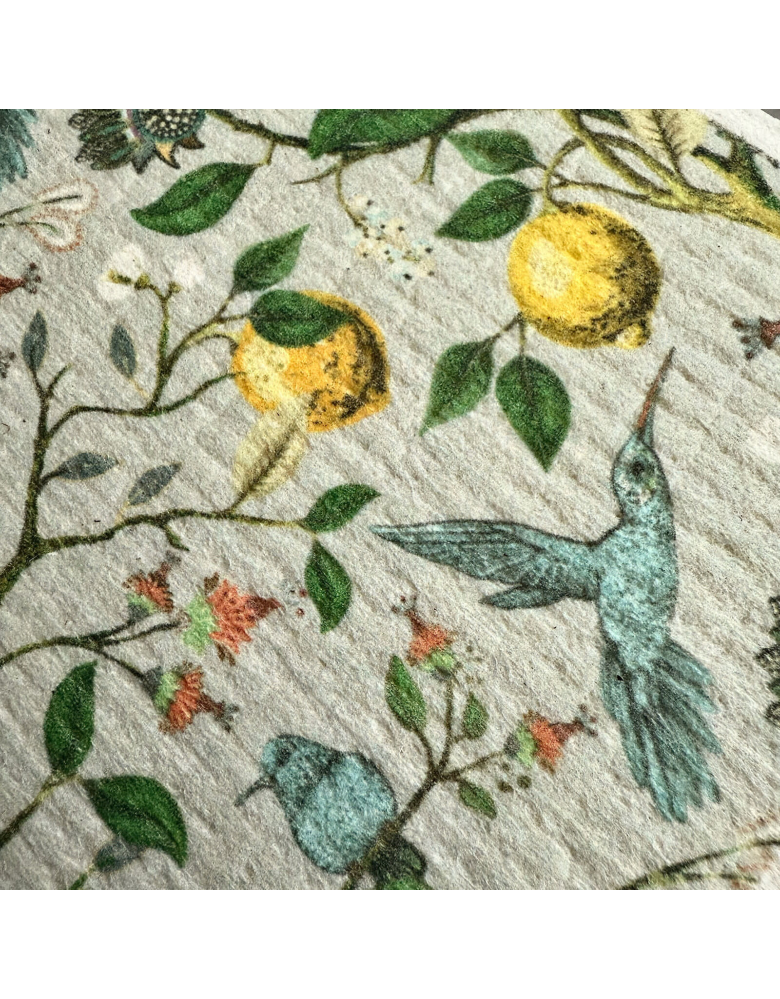 Pika & Bear Pika & Bear - "Jacobean" Hummingbird & Flower Design Swedish Dishcloth