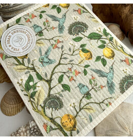 Pika & Bear Pika & Bear - "Jacobean" Hummingbird & Flower Design Swedish Dishcloth