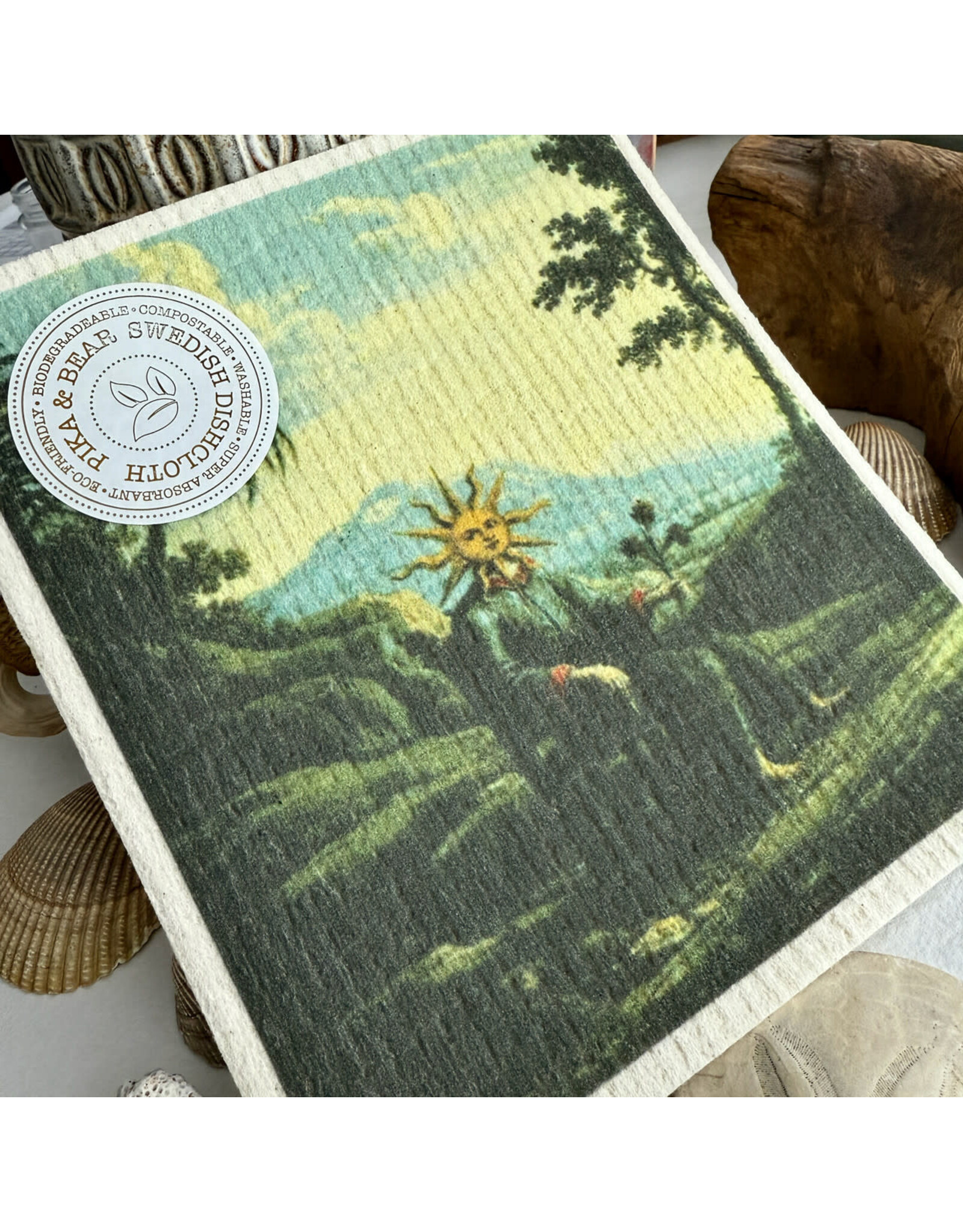 Pika & Bear Pika & Bear - "Mr. Sunshine" Sun Man Design Swedish Dishcloth