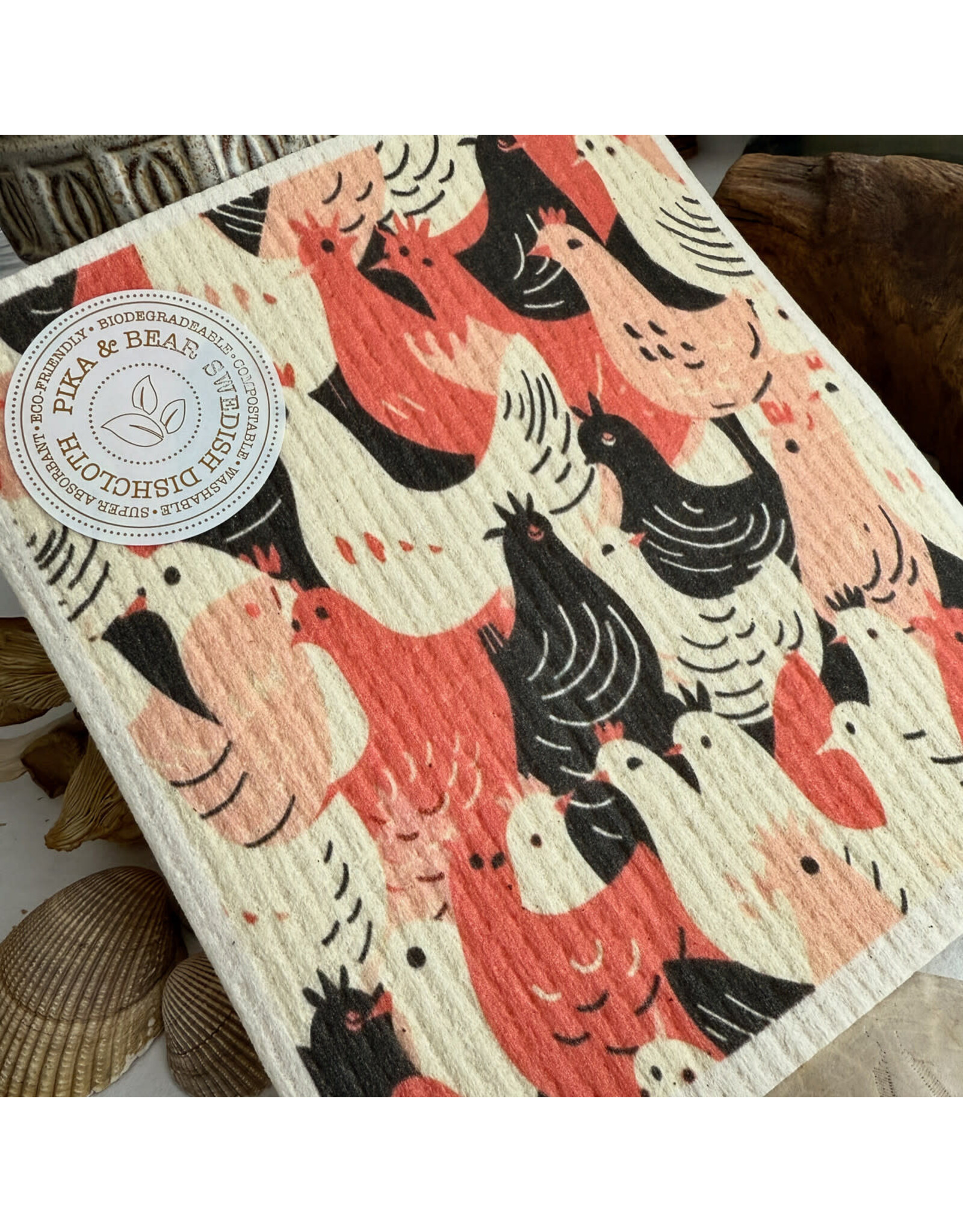 Pika & Bear Pika & Bear - "What the Cluck?" Chicken Design Swedish Dishcloth