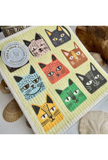 Pika & Bear Pika & Bear - "Tough Guys" Cat Design Swedish Dishcloth