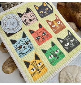 Pika & Bear Pika & Bear - "Tough Guys" Cat Design Swedish Dishcloth