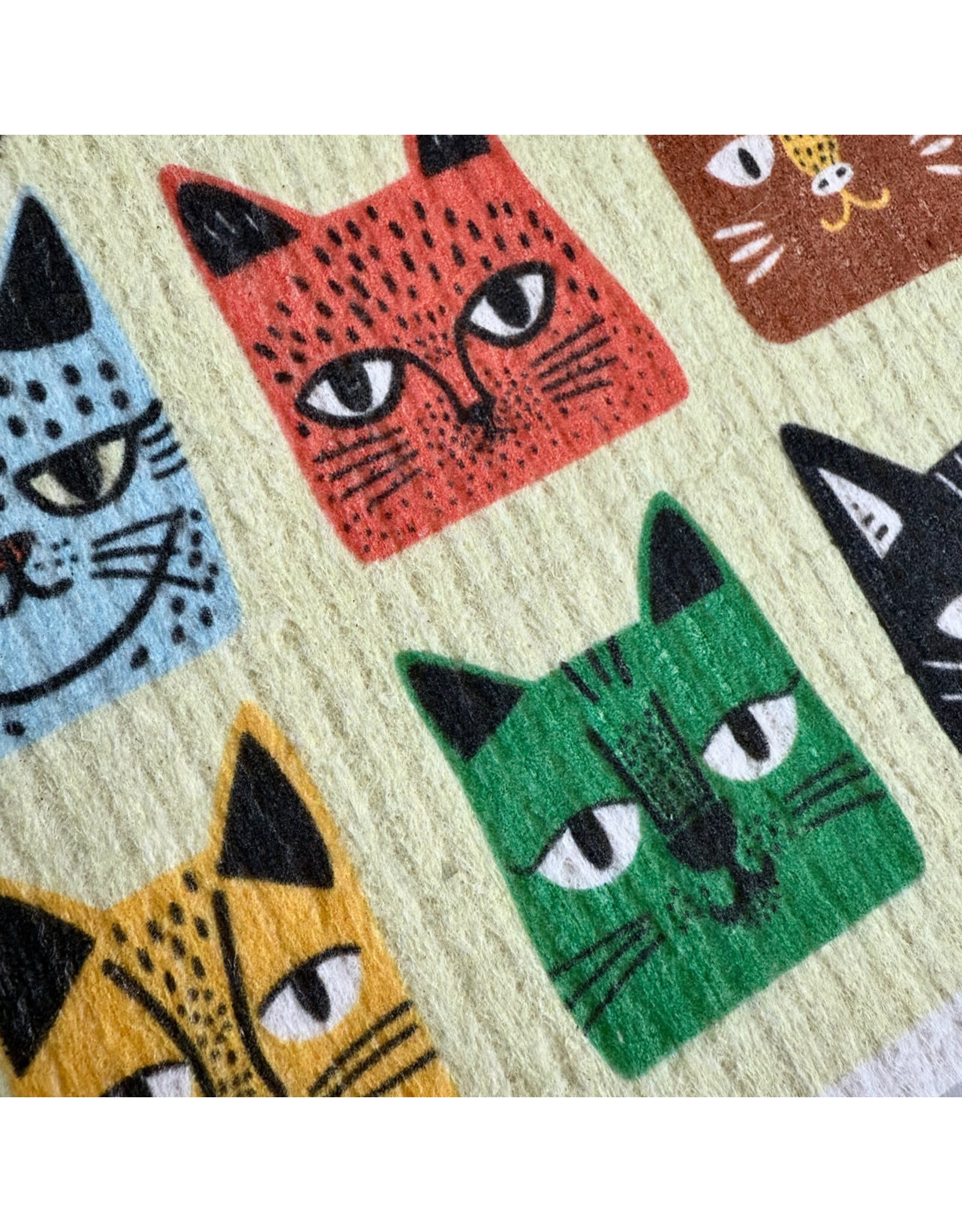 Pika & Bear Pika & Bear - "Tough Guys" Cat Design Swedish Dishcloth