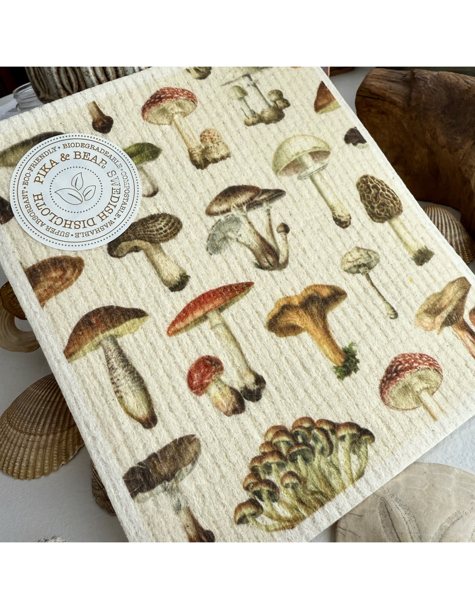 Pika & Bear Pika & Bear - "Ortus" Mushroom Design Swedish Dishcloth