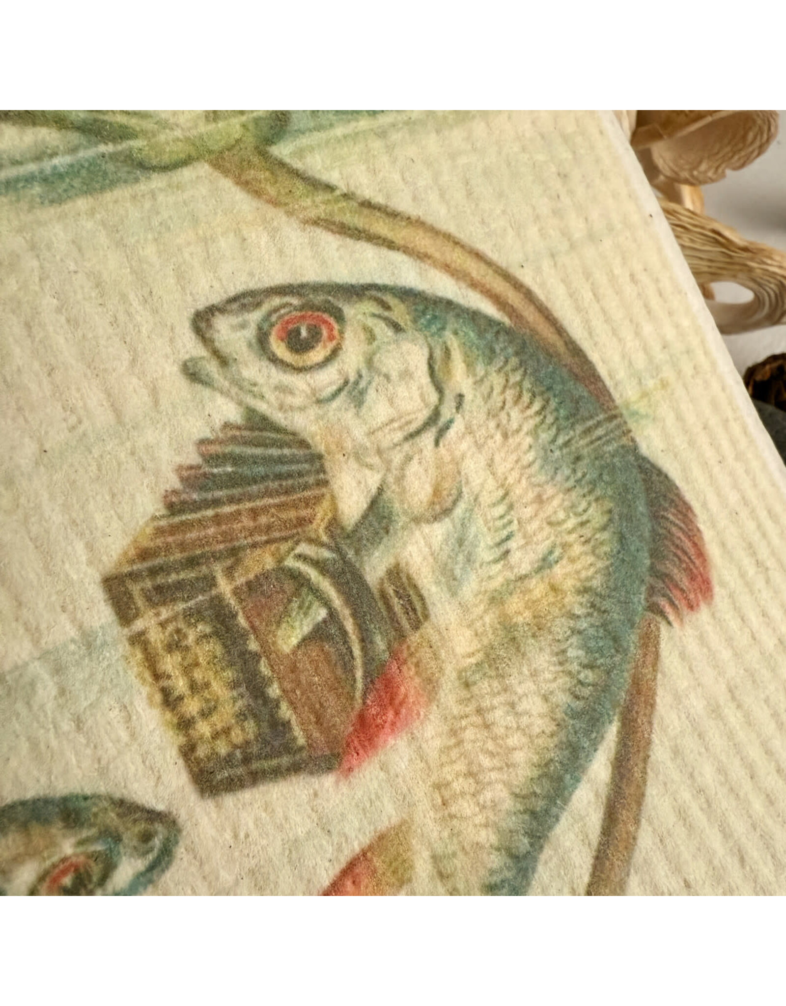 Pika & Bear Pika & Bear - "Serenade" Fish & Accordion Design Swedish Dishcloth