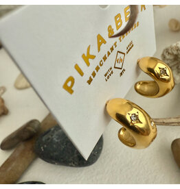 Pika & Bear Pika & Bear - "Lascaux" Rhinestone Stars Hoop Earrings in Gold
