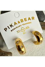 Pika & Bear Pika & Bear - "Lascaux" Rhinestone Stars Hoop Earrings in Gold