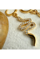 Pika & Bear Pika & Bear - "Diamond Back" Pavé Snake Charm Hugger Hoop Earrings