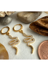 Pika & Bear Pika & Bear - "Diamond Back" Pavé Snake Charm Hugger Hoop Earrings