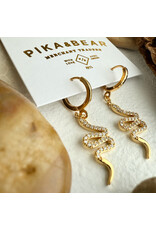 Pika & Bear Pika & Bear - "Diamond Back" Pavé Snake Charm Hugger Hoop Earrings