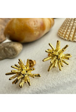 Pika & Bear Pika & Bear - "Dema" Sea Urchin Stud Earrings in Raw Brass