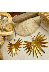 Pika & Bear Pika & Bear - "Livistona" Raw Brass Palm Frond Drop Earrings