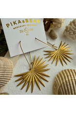 Pika & Bear Pika & Bear - "Livistona" Raw Brass Palm Frond Drop Earrings
