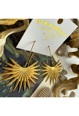 Pika & Bear Pika & Bear - "Livistona" Raw Brass Palm Frond Drop Earrings