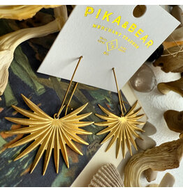 Pika & Bear Pika & Bear - "Livistona" Raw Brass Palm Frond Drop Earrings