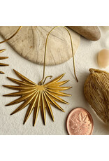 Pika & Bear Pika & Bear - "Livistona" Raw Brass Palm Frond Drop Earrings