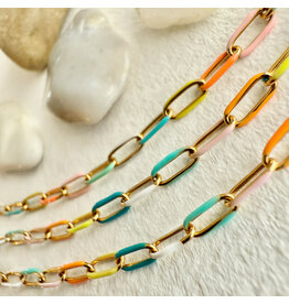 Pika & Bear Pika & Bear - "Bayside" Paperclip Chain Bracelet in Enamel & Gold