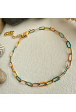 Pika & Bear Pika & Bear - "Bayside" Paperclip Chain Bracelet in Enamel & Gold