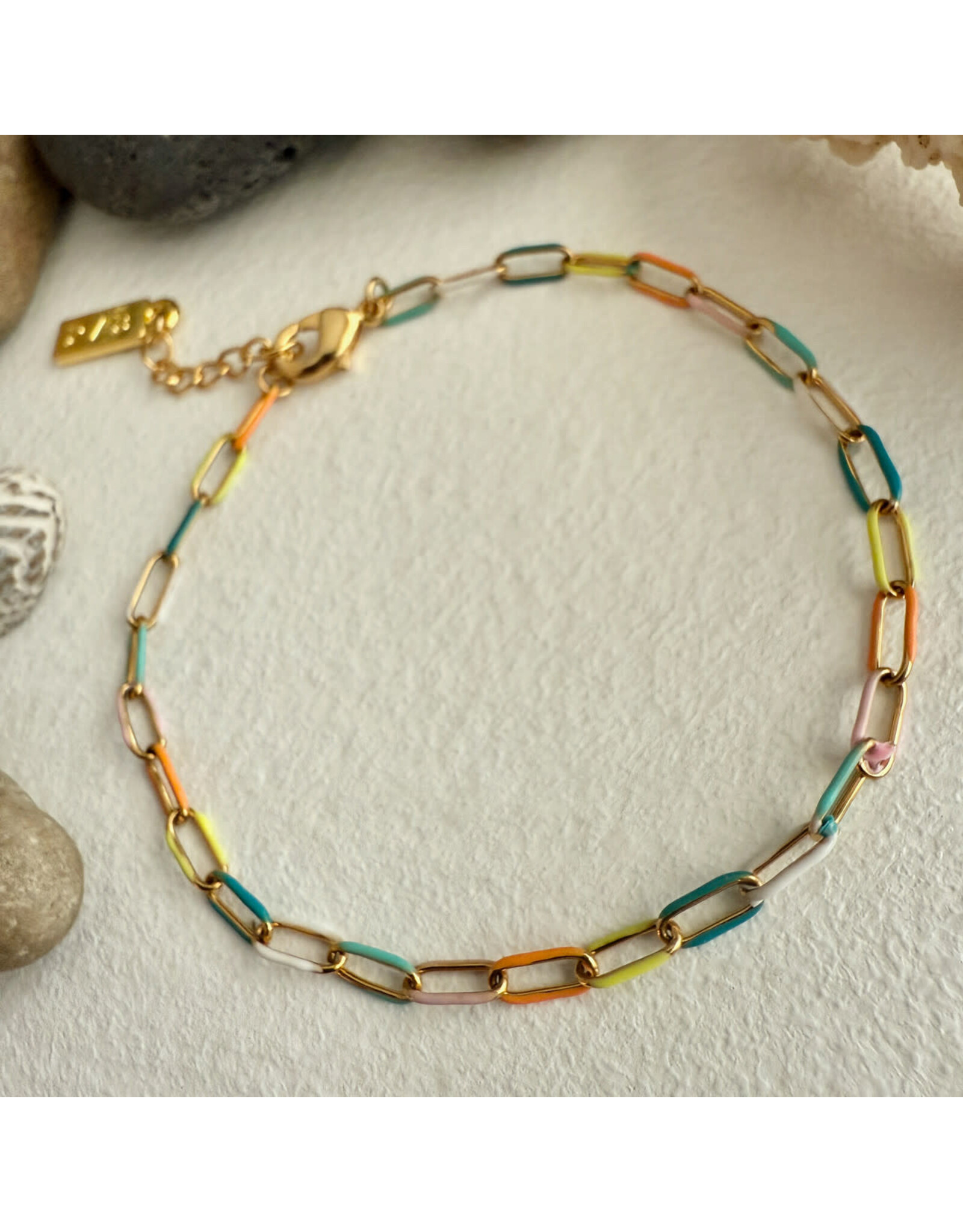 Pika & Bear Pika & Bear - "Bayside" Paperclip Chain Bracelet in Enamel & Gold
