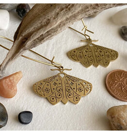Pika & Bear Pika & Bear - "I Love Lamp" Brass Moth Drop Earrings