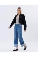 VERVET VERVET - High Rise Cuffed Baggy Wide Leg (Dark Denim)