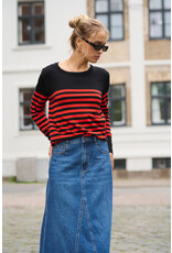 Kaffe Kaffe - Lizza Striped Knit Pullover (Black / Red)