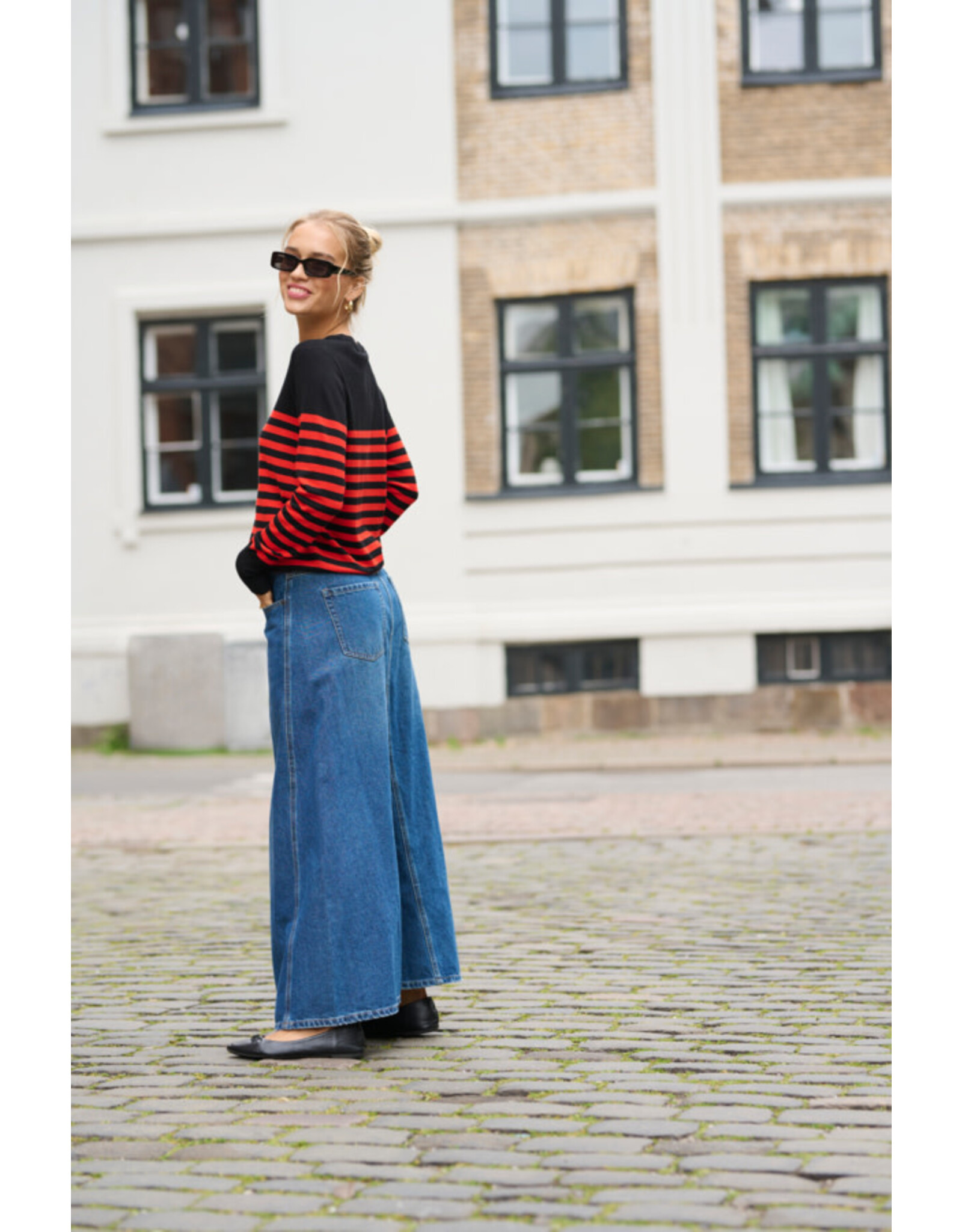Kaffe Kaffe - Lizza Striped Knit Pullover (Black / Red)