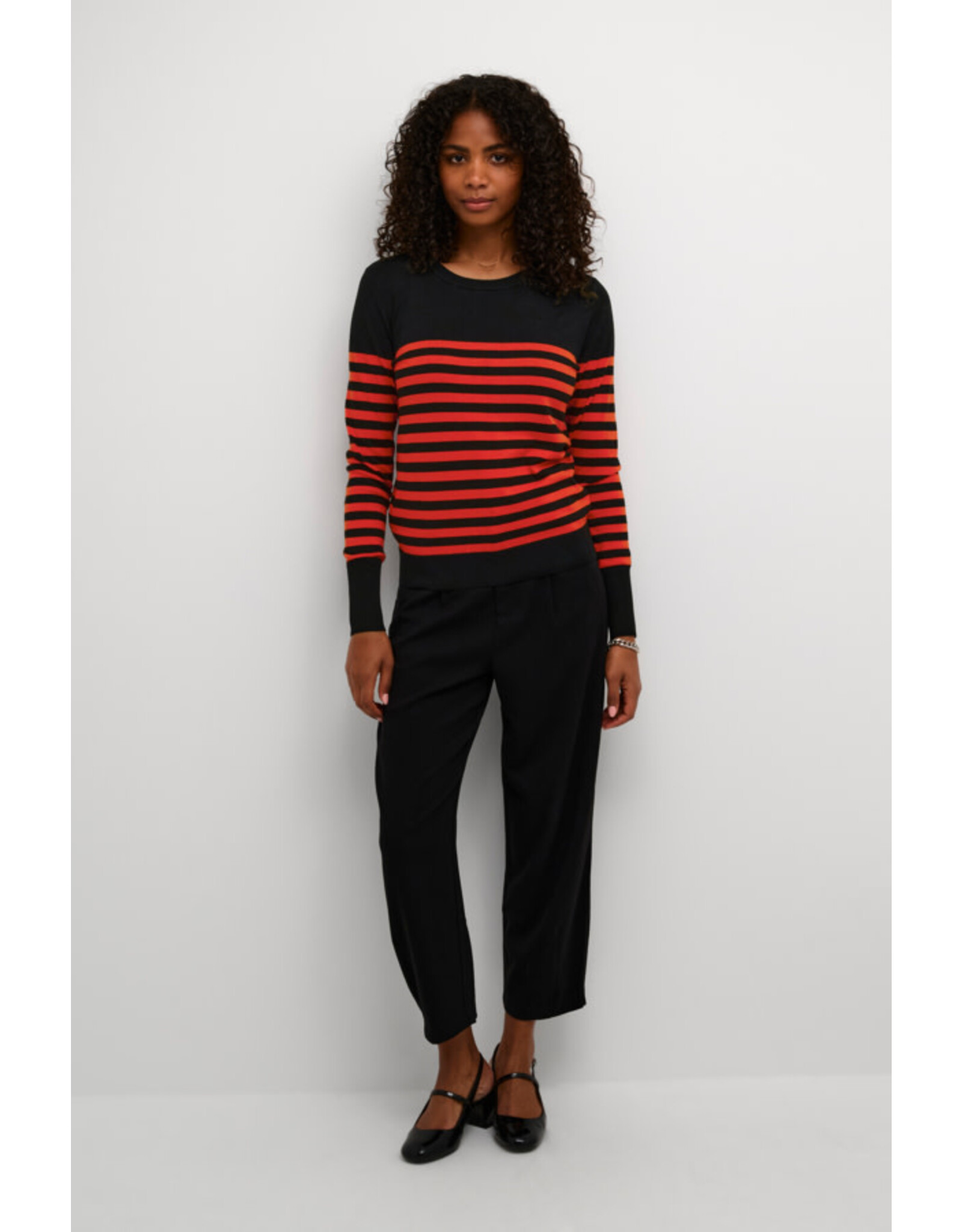 Kaffe Kaffe - Lizza Striped Knit Pullover (Black / Red)