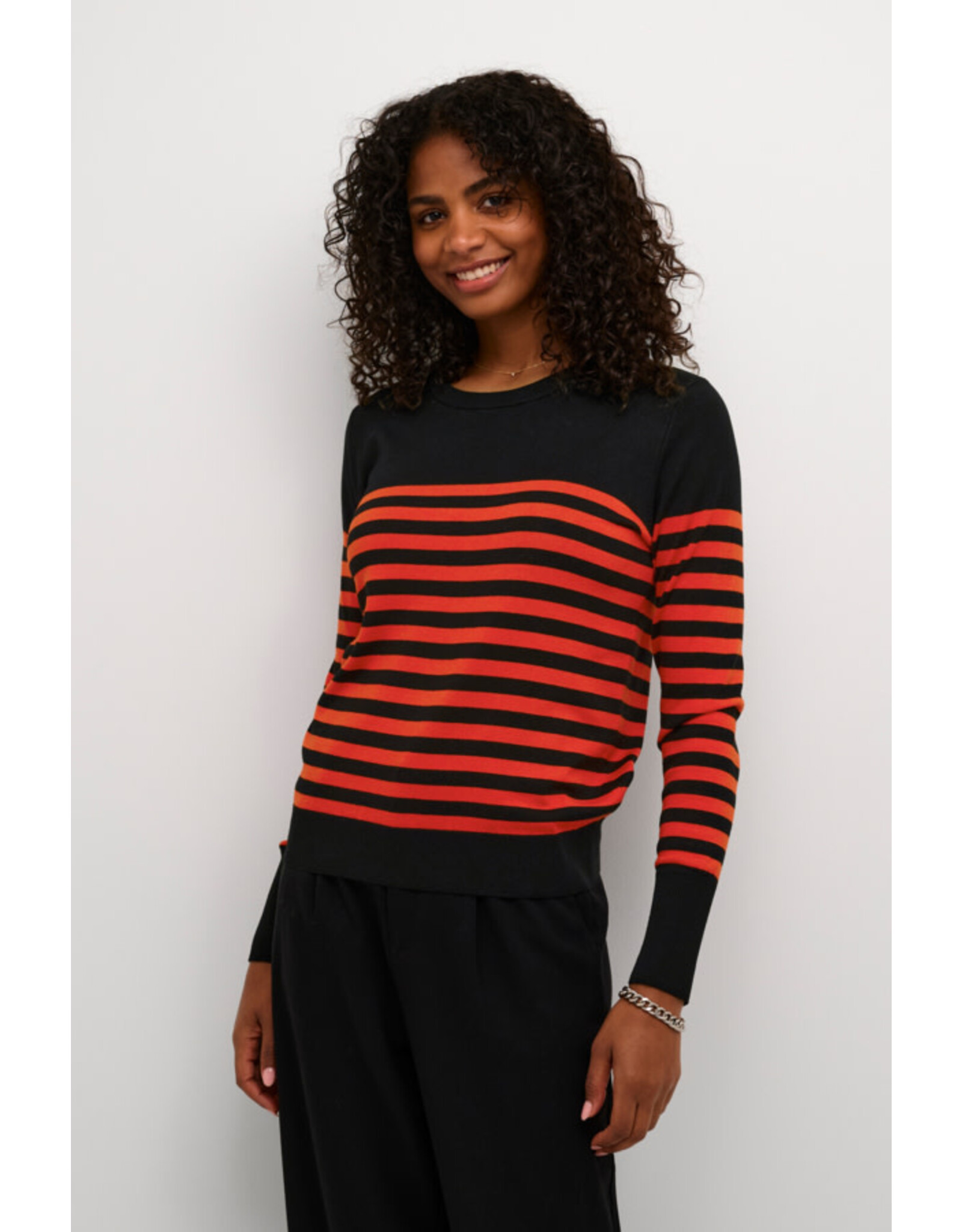 Kaffe Kaffe - Lizza Striped Knit Pullover (Black / Red)