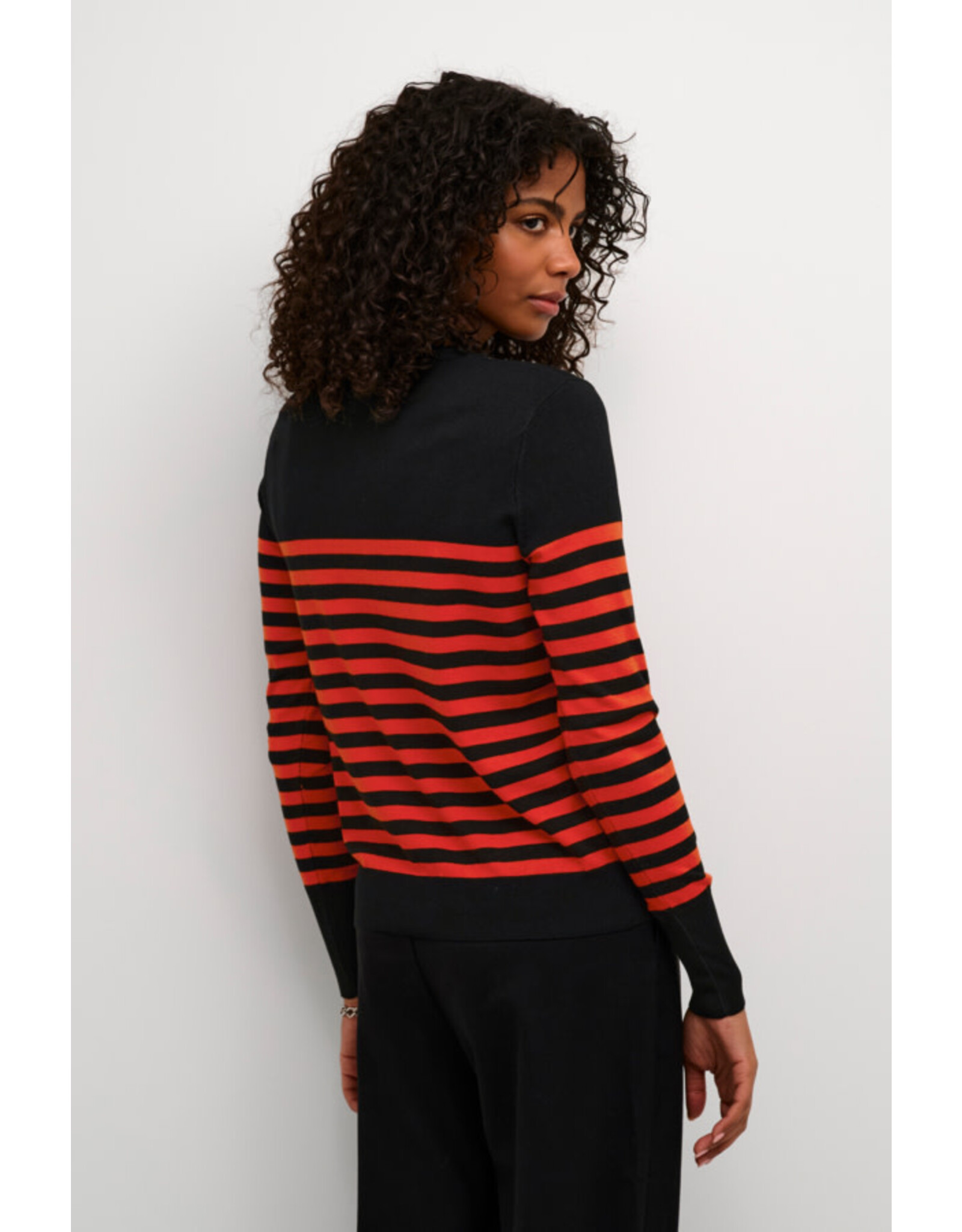 Kaffe Kaffe - Lizza Striped Knit Pullover (Black / Red)