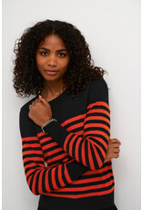 Kaffe Kaffe - Lizza Striped Knit Pullover (Black / Red)