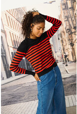 Kaffe Kaffe - Lizza Striped Knit Pullover (Black / Red)