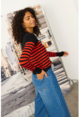 Kaffe Kaffe - Lizza Striped Knit Pullover (Black / Red)