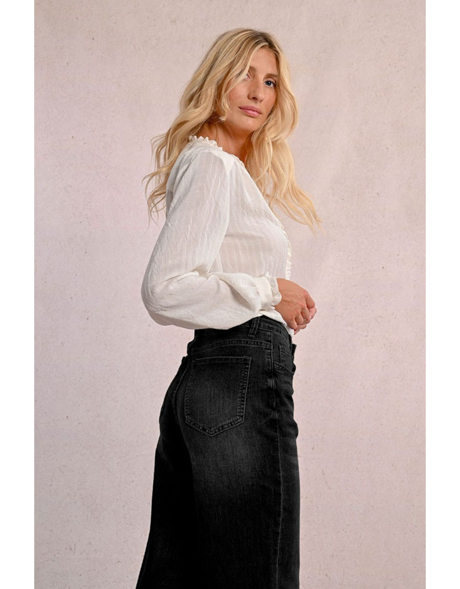 Molly Bracken Molly Bracken - High Waisted Wide leg jeans (Black)