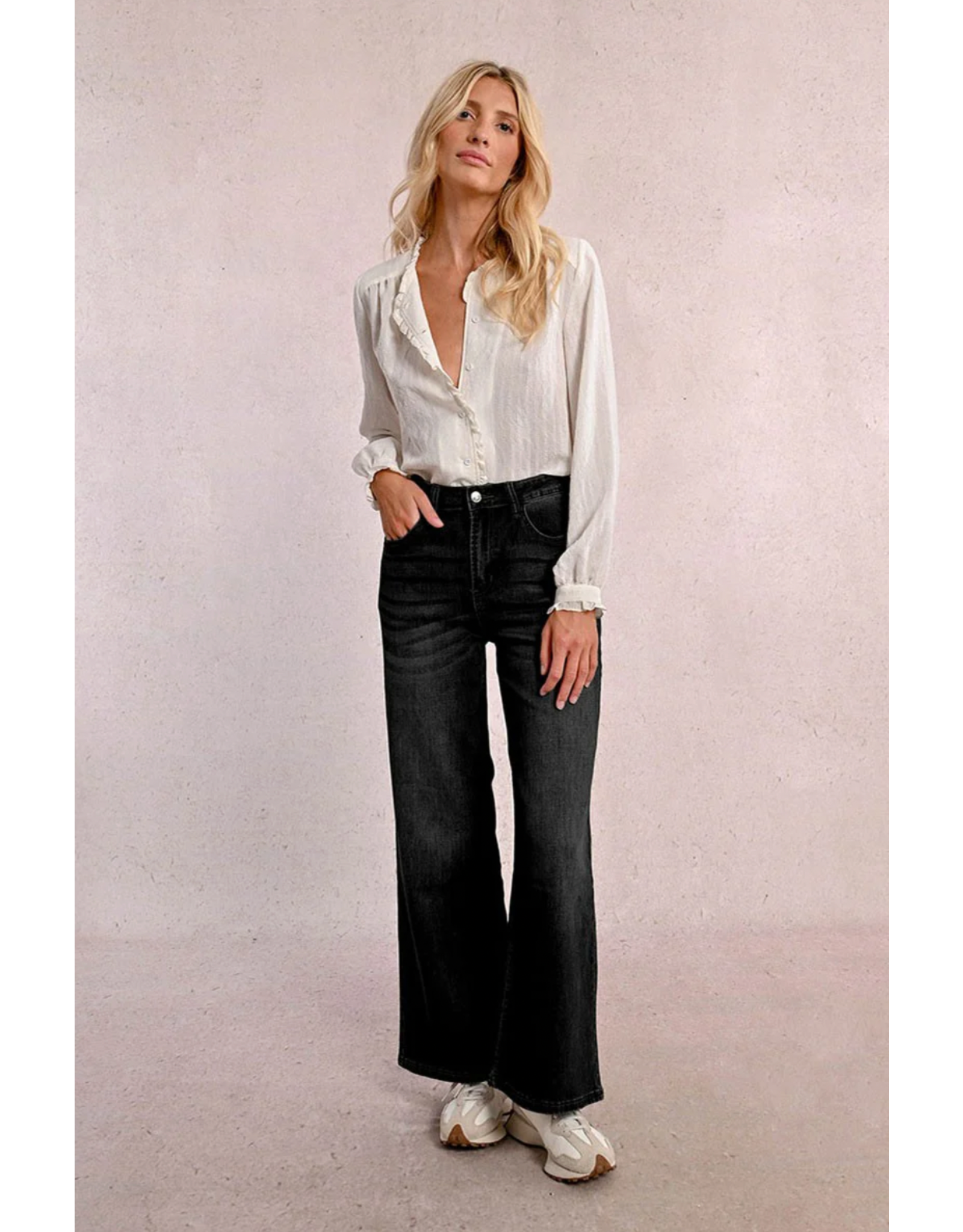 Molly Bracken Molly Bracken - High Waisted Wide leg jeans (Black)